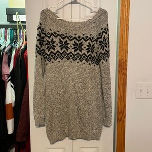 Patterned sweater dresss gray